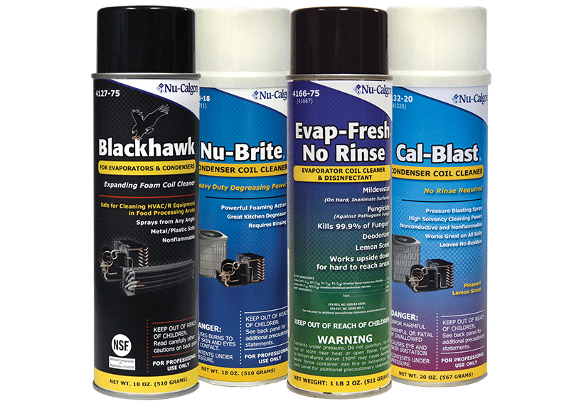 Kit completo de limpieza mini dividida con limpiador de bobinas Nu-Calgon  Evap Pow'r C y pestaña de tratamiento de olores CleanAir, para unidades de
