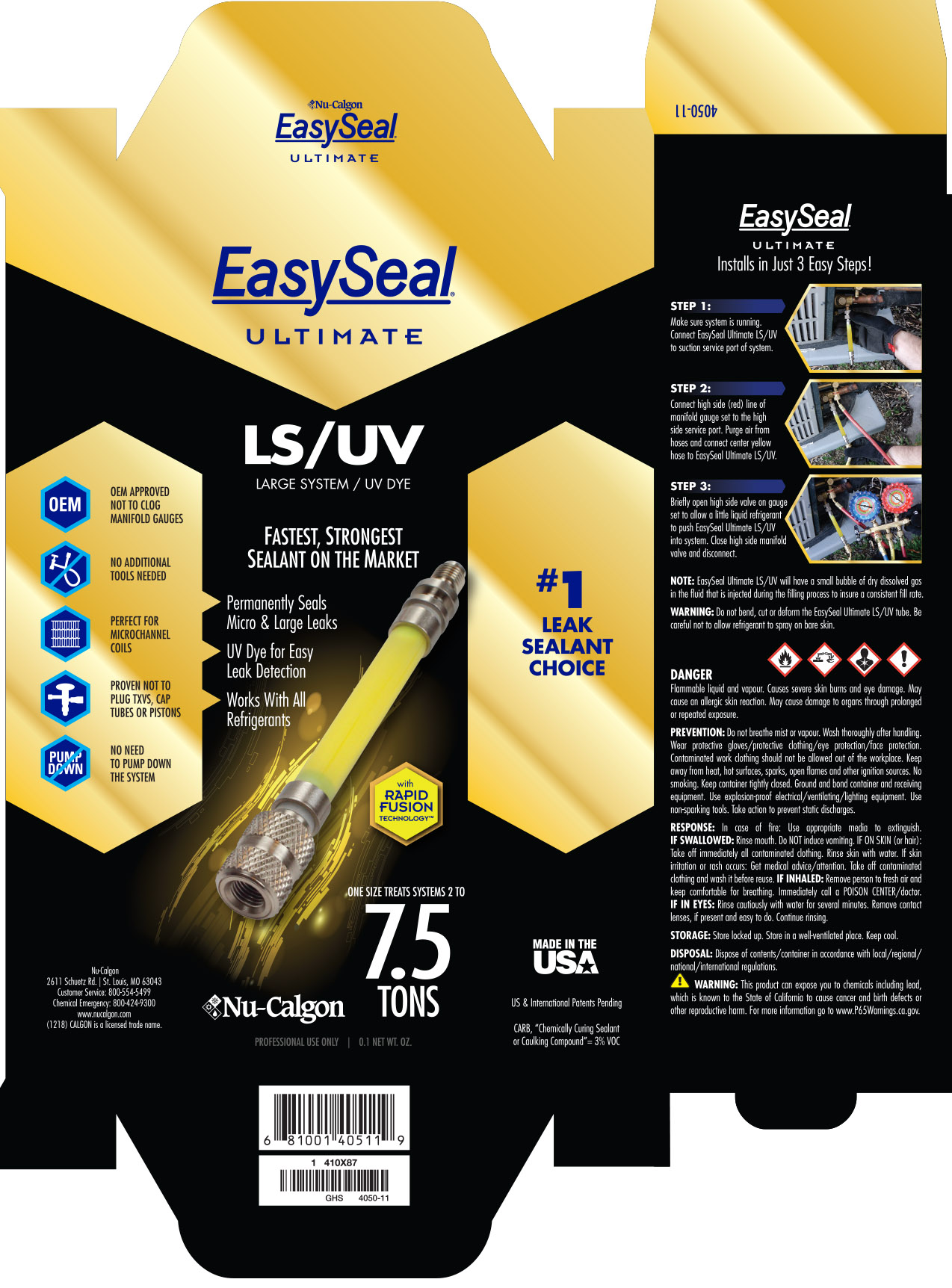 Nu-Calgon 4050-05 EasySeal-SS Direct Inject Refrigerant Leak Sealant Treats Fractional to 1.5 Tons 